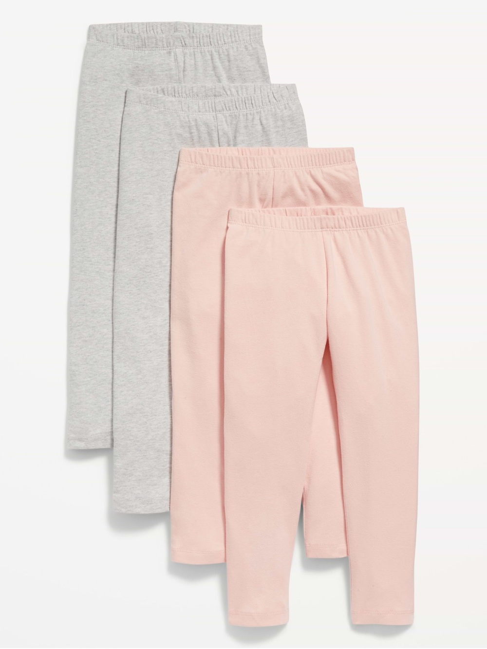 Toddler girl Cotton Jersey full length leggings - Pink and Light Gray|set of 4